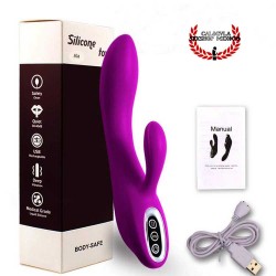 Vibrador dual de silicón rosa para masturbación de tu clítoris vagina y punto G