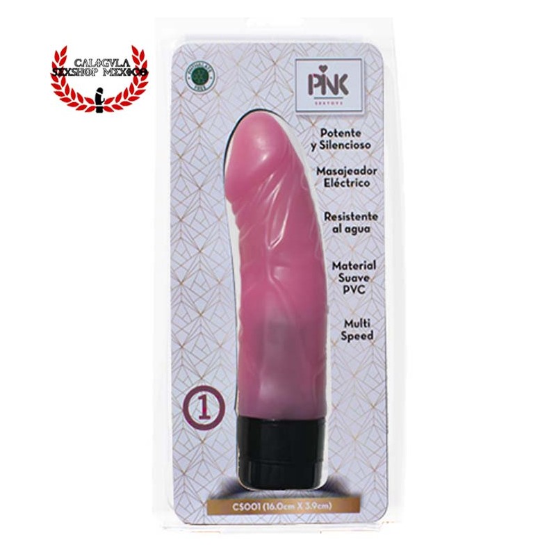 Vibrador 16cm Curvo en forma de pene rosa para penetración vaginal punto G