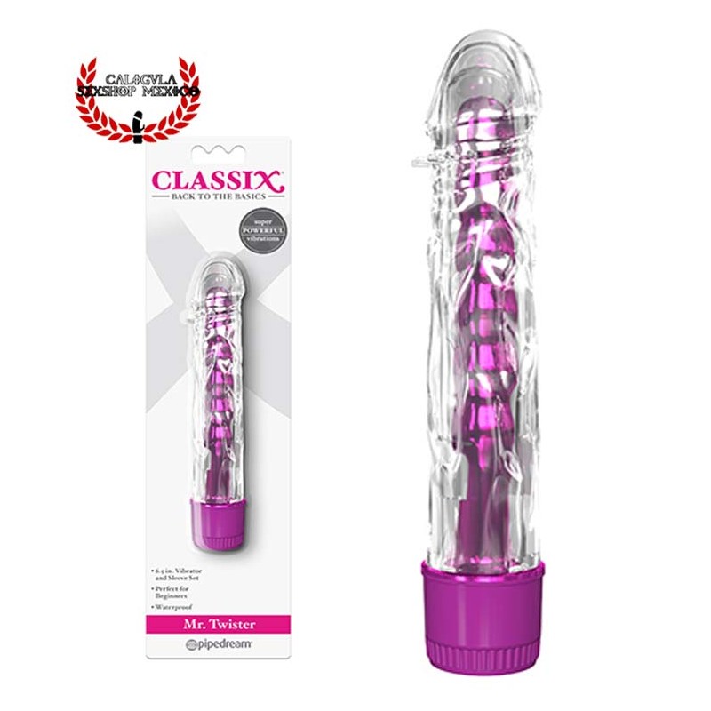 Vibrador Sexual 17 cm Transparente Rosa Dama Punto G Pipedream Classix Mr. Twister