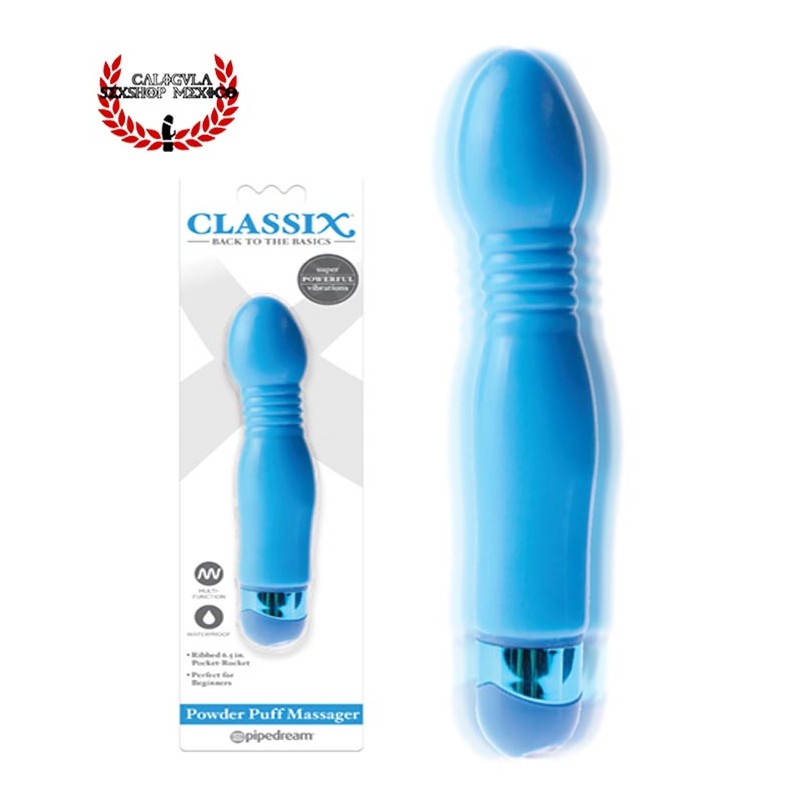 Vibrador Azul 16 cm Pipedram Classix Grape Swirl Massager Vibrador Cabeza Flexible Punto G
