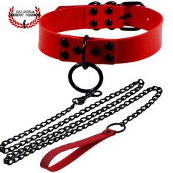 Collar Rojo Con correa para sumisos esclavos Collar Dominación y Juegos BDSM