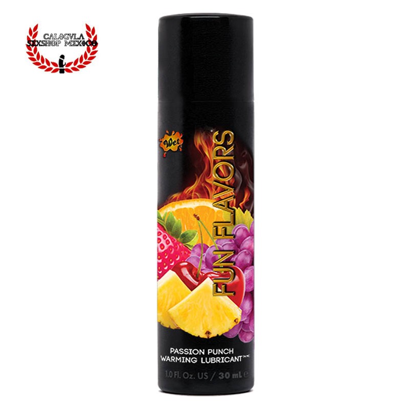 Lubricante 30ml Hot Wet fun flavors passion punch Efecto Calor Lubricante Sexual