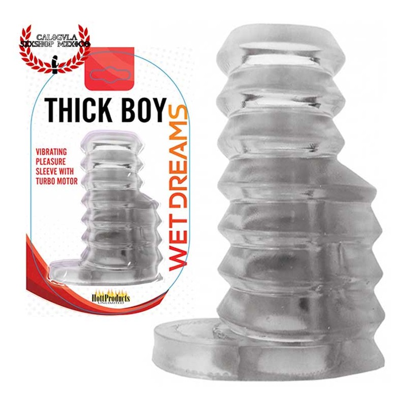 Funda Extensión con Vibración para Tu pene con anillo para testículos Thick Boy Vibrating Sleeve