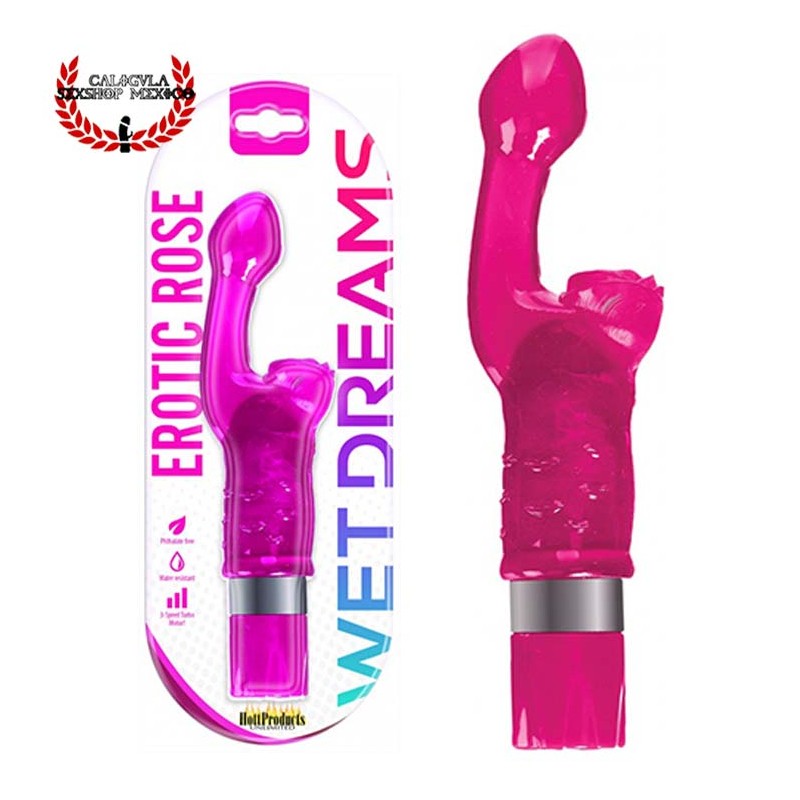 Vibrador Sexual 18cm estimula tu Clitoris y Punto G al mismo tiempo Erotic Rose de Hott Products