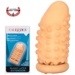 Funda con nódulos de placer extensión para tu pene Latex Extension Nubby CalExotics Funda para pene