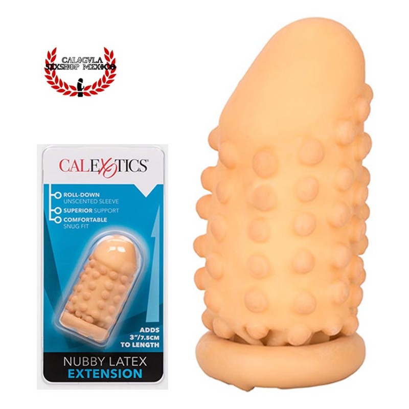 Funda con nódulos de placer extensión para tu pene Latex Extension Nubby CalExotics Funda para pene