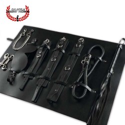 Kit Set Accesorios BDSM con elegante estuche el Kit BDSM Incluye Esposas  Latigo Antifaz Collar Juegos Sexuales BDSM