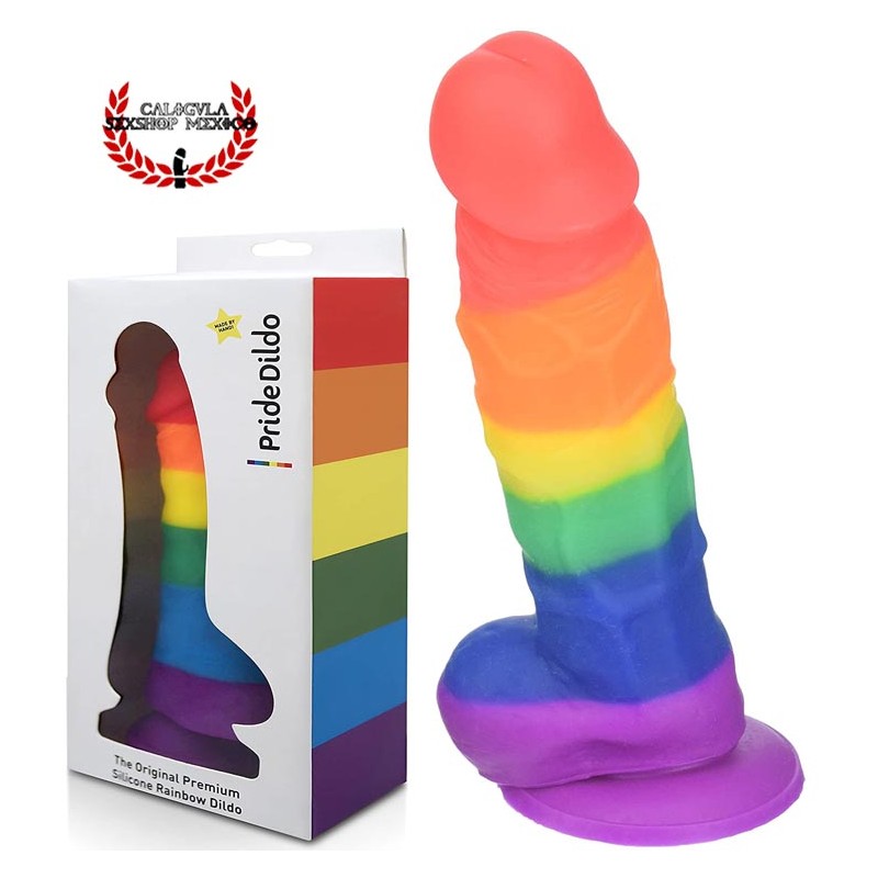 Dildo Realista Pene Pride Arcoiris 22cm Dildo Sexual de Silicon Arcoiris Sexo anal o Vaginal