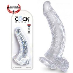 Dildo 21cm Curvo Transparente Pipedream King cock clear cock con testiculos Dildo Punto G