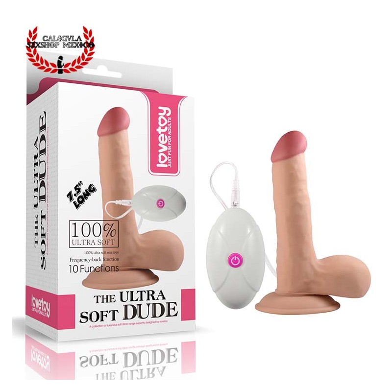 Vibrador 18cm Ultra Soft Dude Vibrating de LoveToy Vibrador sexual anal o vaginal en forma de pene Control