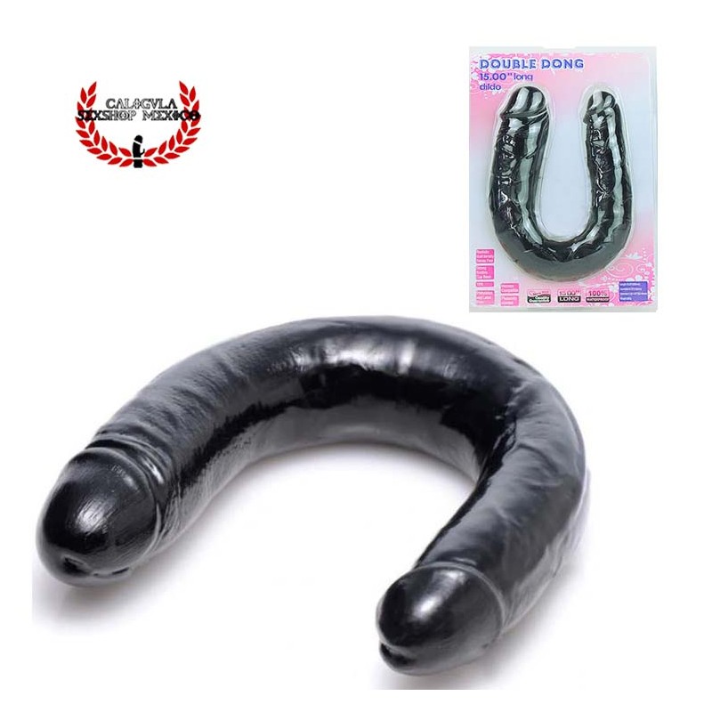 Dildo Doble Double Dong 17cm Color Negro Flexible Dildo Doble Penetración Sexo Anal o Vaginal