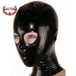 Mascara Negra de Látex BDSM con boca Cerrada Capucha Mascara BDSM Máscara de látex unisex