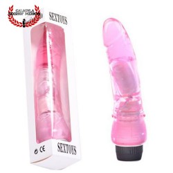 Vibrador Sexual 22cm Rosa Transparente Realista forma pene penetración anal o vaginal Vibrador sexual