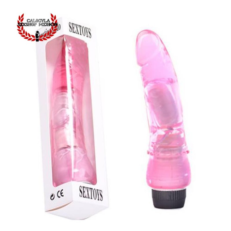 Vibrador Sexual 22cm Rosa Transparente Realista forma pene penetración anal o vaginal Vibrador sexual
