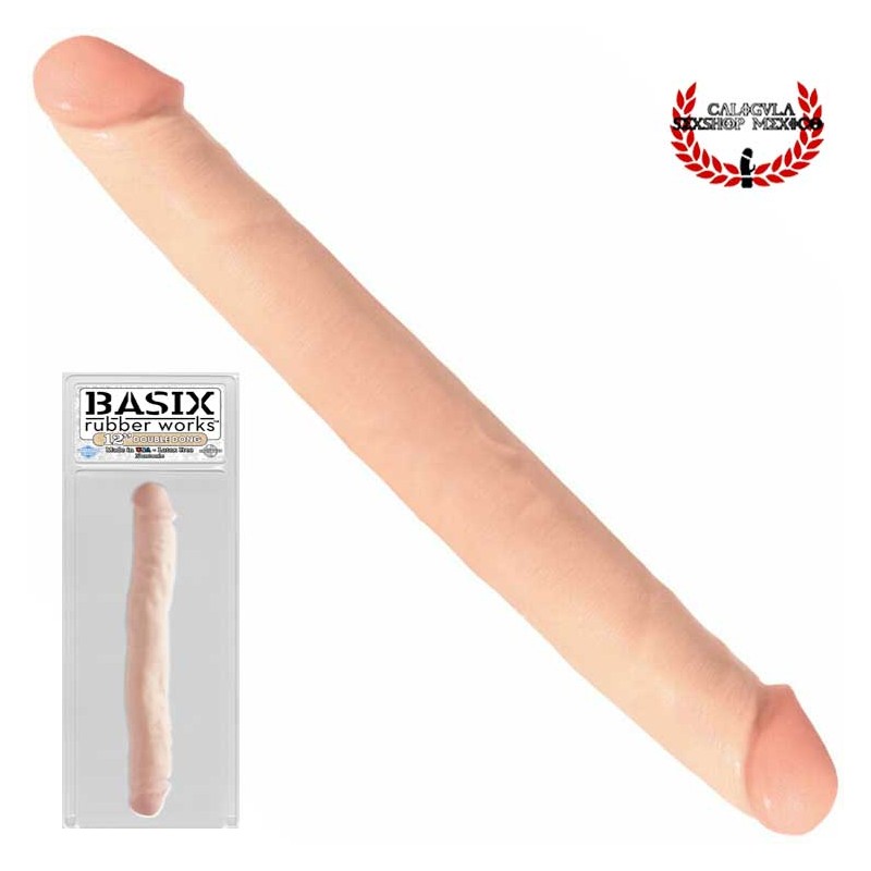 Basix 12 Double Dong Flesh Dildo Doble 30 cm Flexible Doble Cabeza de pene Dildo de Pipedream