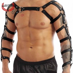 Arnes para pechos y brazos BDSM Masculino Arnes Negro con hebillas para tus Juegos de rol Sexuales Bondage