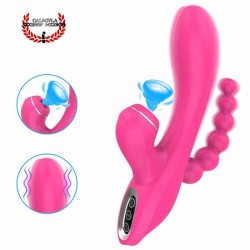 Vibrador Sexual Triple Succion Clitoris Vagina y Ano Vibrador Succionador de Clitoris