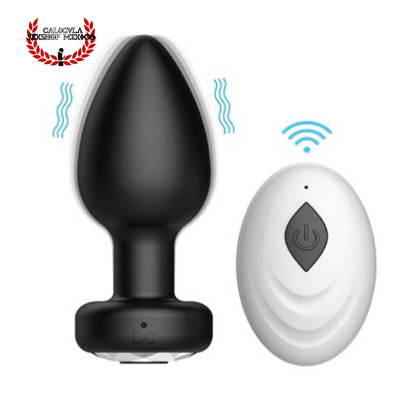 Plug Anal con vibracion Silicon Negro Plug Anal estimulador de próstata control remoto