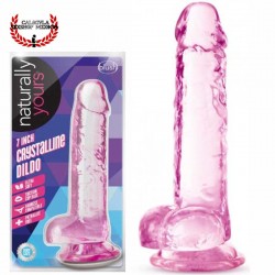 Dildo Naturally Yours Crystalline Rosa Blush Dildo transparente realista pene y testículos
