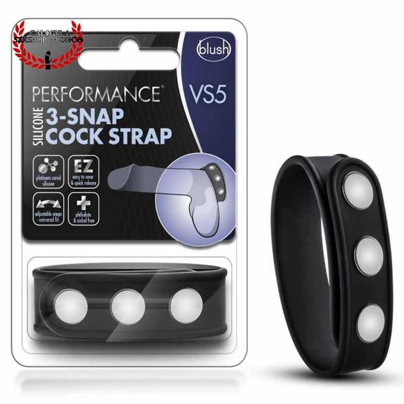Anillo Silicon para pene con broche de Blush Performance VS5 Silicone 3 Snap Cock Strap