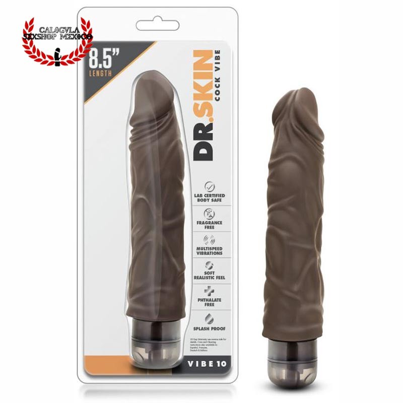 Vibrador sexual realista Punto G de 23 cm Blush Dr. Skin Cock Vibe 10 Vibrating Cock Chocolate