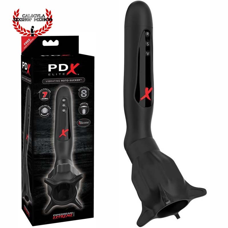 Vibrador Giratorio Masturbador para pene con succion PDX Vibrating Roto Sucker Black