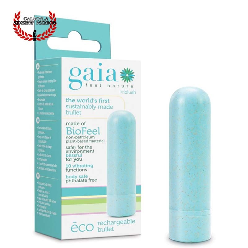 Gaia Eco Rechargeable Bullet Aqua 7 cm Blush Bala Vibrador Sexual Recargable Clitoris