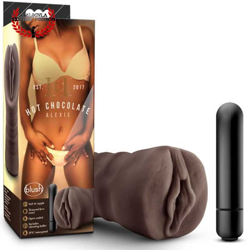Vagina Masturbador con vibrador para pene Hot Chocolate Alexis Chocolate Blush