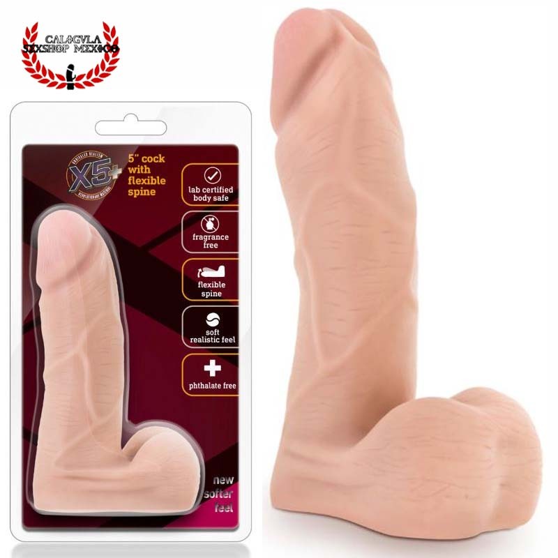 Dildo 14 cm Blush X5 Plus Cock with Flexible Spine Dildo Sexo anal o vaginal Realista Testiculos
