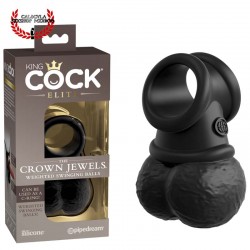 Anillo para pene con testiculos oscilantes Pipedream King Cock Elite The Crown Jewels