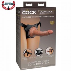Arnes con dildo Realista 18 cm Pipedream King Cock Comfy Silicone Body Dock Kit