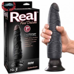 Vibrador Sexual Negro Real Feel Deluxe N3 18 cm Pipedream Vibrador Sexo anal o vaginal