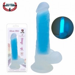 Dildo Sexo Anal o vaginal Fluorescente Azul 20 cm NV Toys dildo base de Succión
