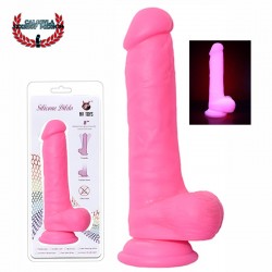 Dildo Sexo Anal o vaginal Rosa NV Toys 20 CM Fluorescente dildo base de Succión