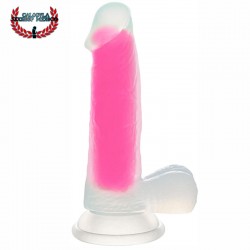 Dildo Sexual Fluorescente Silicon Rosa Base para Arnés Dildo Sexo anal o Vaginal