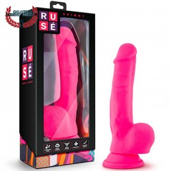 Dildo Realista 22 cm con testículos y base de succión Ruse Shimmy Hot Pink