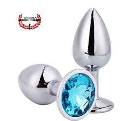Plug Anal 7 cm de acero Diamante color Azul Dilatador anal Punto P