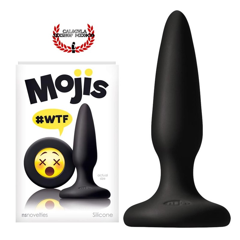 Plug Anal 8 cm Moji WTF Ns Novelties Plug de Silicón Negro con carita Emoji Sexo anal