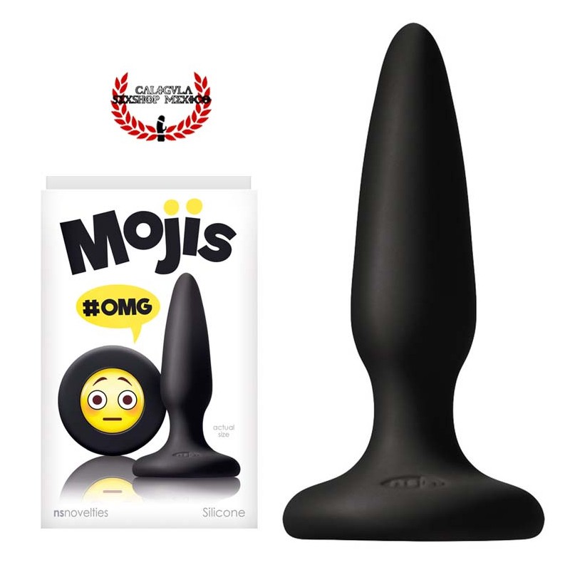 Plug Anal 8 cm Moji OMG Ns Novelties Plug de Silicón Negro con carita Emoji Sexo anal