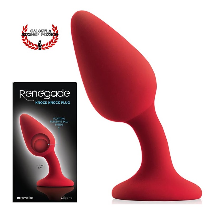 Plug Anal Rojo 12 cm curvo con movimiento interno Sexo anal Ns Novelties Knock Knock Plug
